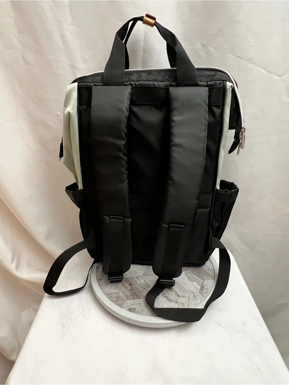 Black & Sage Green Multi Pocket Diaper Backpack Travel Bag